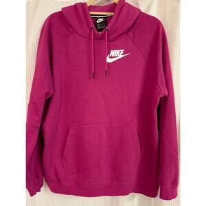NIKE Women’s Hot Pink Pullover Drawstring Hoodie Front Pocket Size XL NWOT